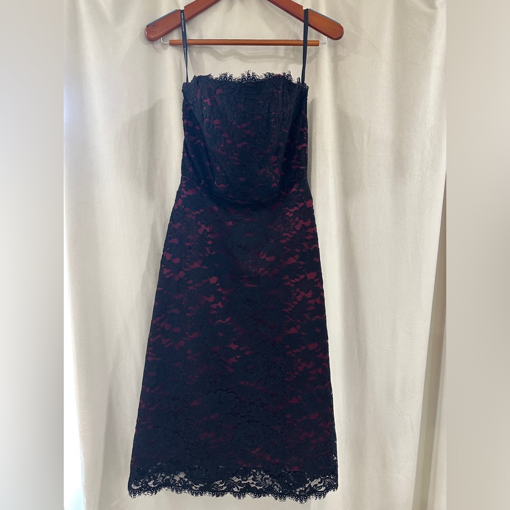 Dessy Collection Strapless Lace Cocktail Dress